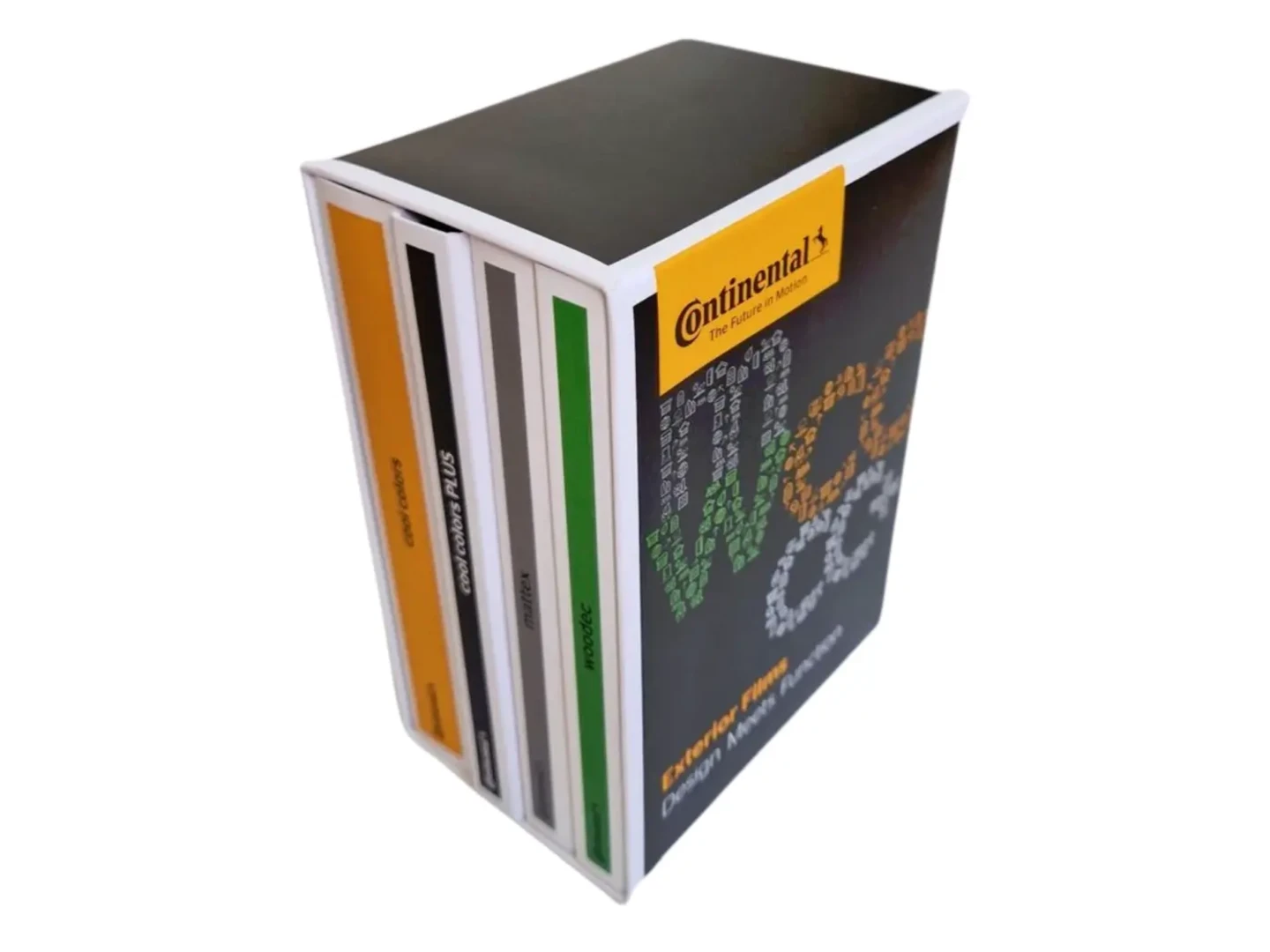 Continental Exterior Folienfächer Box mit skai woodec, mattex und Cool Colours Dekoren für selbstklebende Fensterfolie