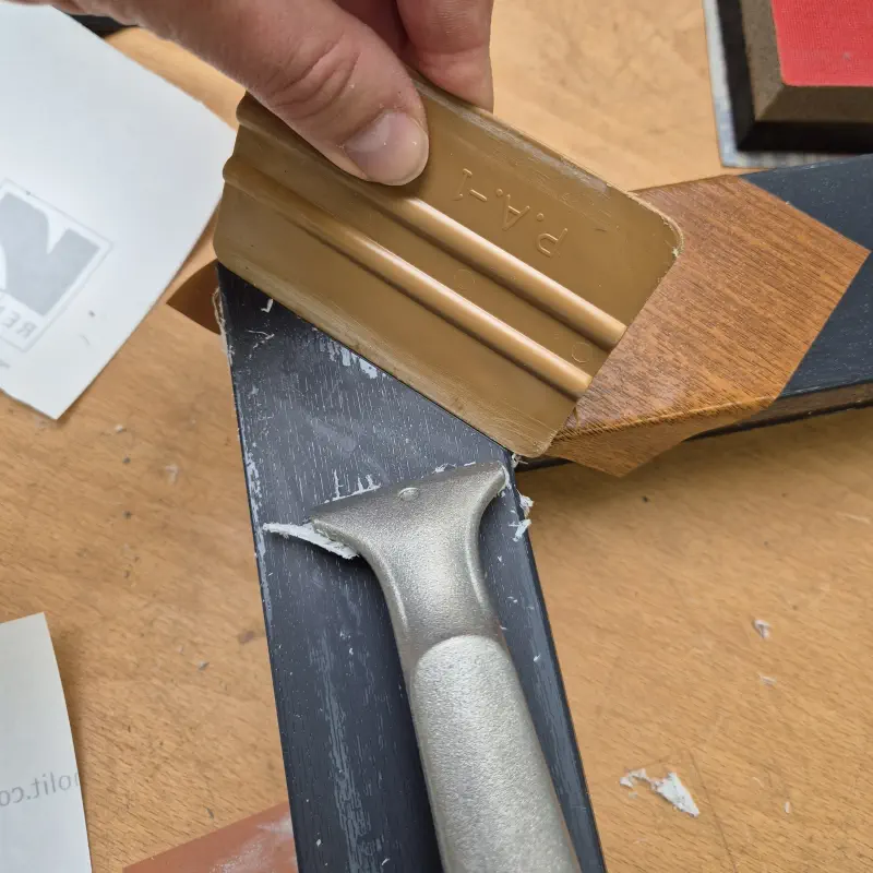 The film texture is sanded off to obtain a smooth surface